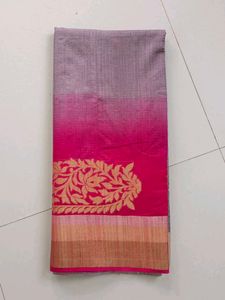 Elegant Pink & Grey Saree