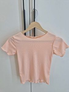 Peach Ribbed Top