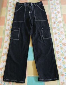 Black Wide Leg Cargo Pants