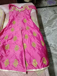 Pink &amp; Gold Embroidered Anarkali
