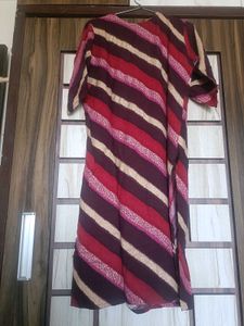 Striped Red &amp; Brown Kaftan Dress