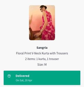 Sangria V neck floral print Kurta Set