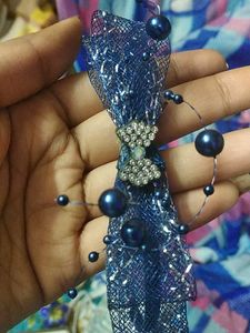 Navy Beaded Floral Headband