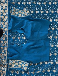 Teal Sequin Saree