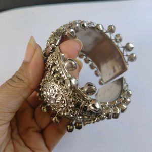 Vintage Silver Jingle Bell Cuff Bracelet