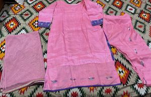 June Sale 🔥Pink Silk Cotton Blend Suit