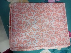 Red and printed saree bag