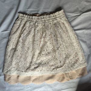 Lacey White &amp; Beige Mini Skirt