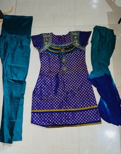Blue & Gold Salwar Kameez Set