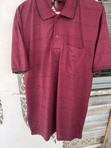 Maroon Striped Polo Shirt