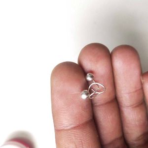 Pure Silver Ball Design Nose/Ear Earings 1 Pair