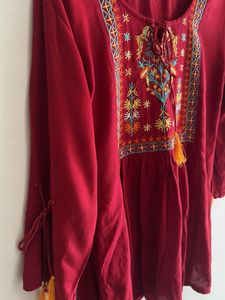 Embroidered Peasant Top
