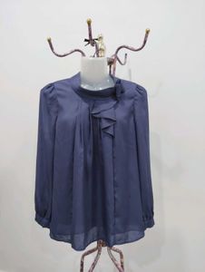 Navy Ruffle Blouse