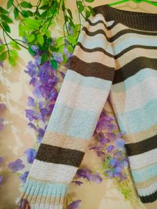Striped Knit Pullover stretchable Sweater