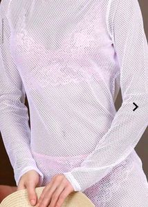 New White Mesh Long Sleeve Top(Bargainable)