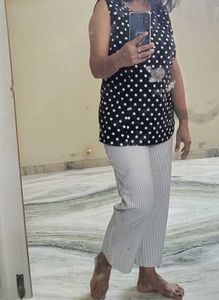 Polka Dot Sleeveless Top And Pant  Like New