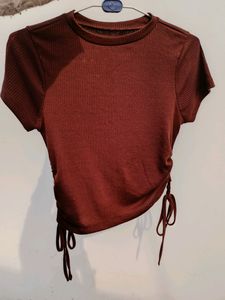 Womens Crop Top In Brown Shade
