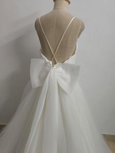 Luxury White Tulle Gown with Bow