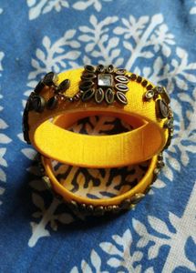 handmade Yellow Thread Bangles