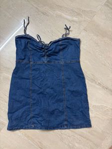 Denim tie up dress