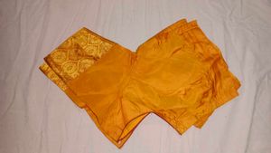 Gold &amp; Red Silk Blend Saree