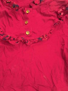 Red Ruffle Trim Sleeveless Top