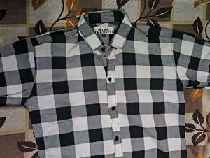 Black &amp; White Checkered Shirt Men&#39;s