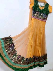 Gold Colour Anarkali Kurta Set