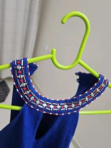 Blue Halter Top with Beaded Detail