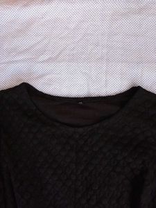 Black polka dot textured Top