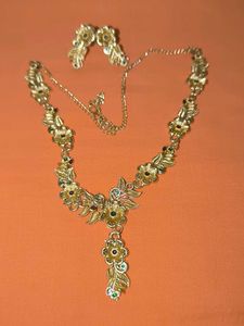 Floral Gold-Tone Necklace &amp; Earring Set