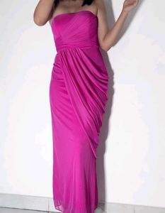 Hot Pink Strapless Maxi Dress