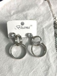 3 Layered Necklace Along With a Earrings Set