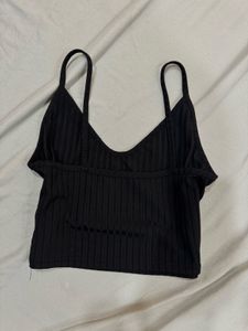 Black spaghetti crop top