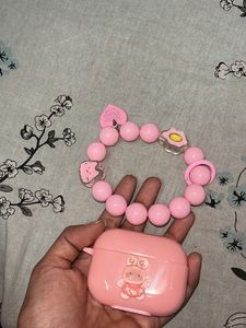 Cute Peach Dip AirPod Pro Case With Beads Charm