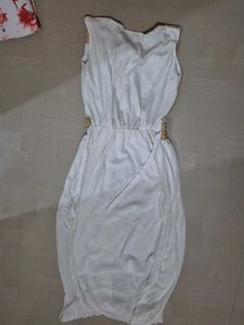 White &amp; Gold Accent Dress