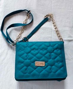 Teal Quilted Crossbody Bag