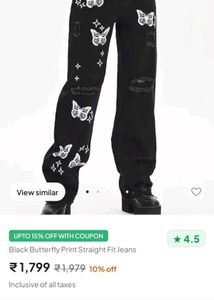 Black Urbanic Embroidery Denim Jeans For Women