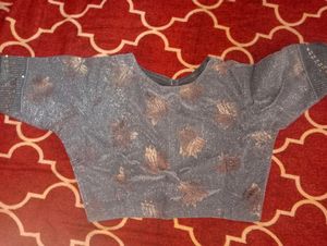 Grey Saree With Stitched Blouse
