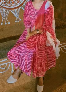 Lehriya Long Anarkali Kurti