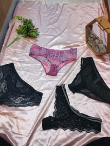 Lace &amp; Print Panties Set
