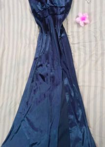 Elegant Navy Blue Maxi Dress with slit at the leg