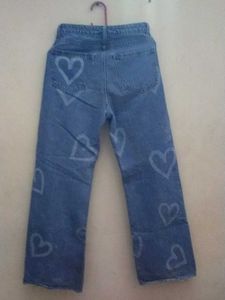 Light Blue Heart Printed Jeans