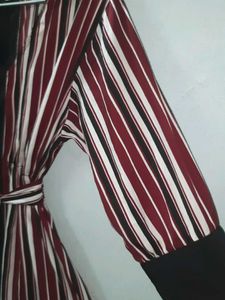 Colorblock Striped Asymmetrical Dress