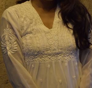 Elegant White Short Kurti