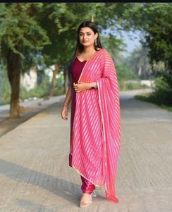 Pink Satin Salwar Suit