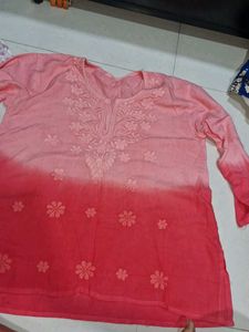 Peach Embroidered Kurta