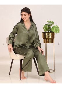 Green Masha Co Ord Satin