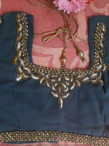 Elegant Grey &amp; Gold Saree