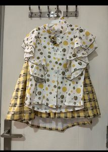 New Yellow Polka Dot Ruffle Set
